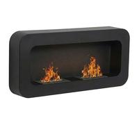 Frankystar Flavia - Cheminée murale bioéthanol 100×46×16 cm noire, 2 brûleurs 3 L, 3000 W