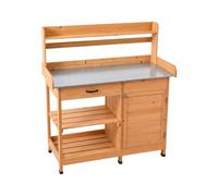 FRANKYSTAR® Gröunden - Table de travail pour jardinage 102 x 125 x 41,4 cm avec étagère en métal et armoire en bois massif