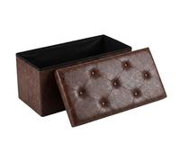 FRANKYSTAR® Nemora Saddle 75 - Banc ottoman, 76,2 x 38,1 x 38,1 cm, pouf, rangement, repose-pieds, en cuir synthétique, marron
