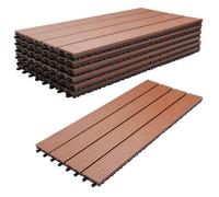 Frankystar Noka - Plancher d'extérieur avec clip 90 x 30 cm 6 dalles pour jardin Patio Terrasse Revêtement de sol 1,62 m2 en WPC OAK