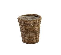 Franz Müller Flechtwaren Lotex24 Cache-Pot Rond avec Feuille de Palmier Marron 17 x 17 x 18 cm