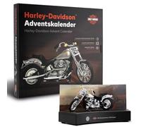FRANZIS 67284 - Calendrier de l'Avent Harley-Davidson - Kit de modélisme à l'échelle 1:43, avec module sonore et livre d'accompagnement de 52 pages