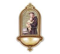 Fratelli Bonella Fontaine à eau en bois avec détails en or chaud de Sant'Antonio f.to 13,9 x 25,4 cm