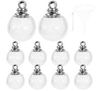 FRCOLOR 10 Pcs Breloques Mini Boules en Verre Transparentes Bouchon à Vis Blanc K, Pendentifs Créatifs et Uniques pour Bracelets, Décoration Suspendue et Amulette