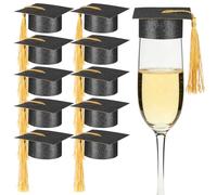 FRCOLOR 10pcs Présent de Diplôme Chapeau de Graduation Couvre-gobelet en Papier Noir pour Décoration Festive de Fête de Remise de Diplôme, Surface Lisse et Design Élégant