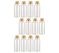 FRCOLOR 12pièces Lot de Mini Bocaux Verre avec Bouchon Liège Flacons Légers et Pratiques pour DIY Mariage Décoration et Rangement