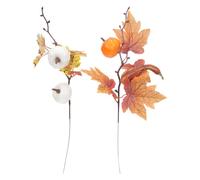 FRCOLOR 2 Pièces Branches de Feuilles D'érable Artificielles en Plastique Citrouille Décorative pour Vase, Décoration Rustique d'automne pour Thanksgiving et Halloween