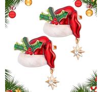 FRCOLOR 2 Pièces Broche de Noël Chapeau de Noël Épingle de Poitrine Métal et Plastique Style Brillant pour Vêtements Modèle Al403-a