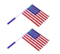 FRCOLOR 2 Pièces Drapeaux 4 Juillet Usa Américains Portatifs Lumineux en Plastique Batterie Incluse pour Decoration de Maison et Parade Patriotique