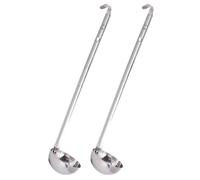 FRCOLOR 2 Pièces Lot de Louches à Soupe en Acier Inoxydable Long Manche et Surface Lisse, Ustensiles Robustes pour Buffet et Fêtes, Cuillères à Sauce Pratiques Argentées