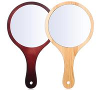 FRCOLOR 2 Pièces Miroir De à Main Miroir à Cils Cosmétique s à Main De Salon De Beauté Simple Face Mirroir Voyage Bois De Barbier Ancien