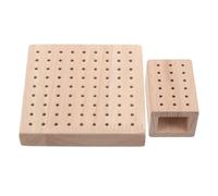 FRCOLOR 2 Pièces Organisateur en Bois Beige pour Outils Ongles 18 Trous, Support Stable et Minimaliste pour Décoration de Bureau et Usage Domestique