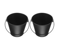 FRCOLOR 2 Pièces Seau à Graisse en Métal Noir pour Barbecue, Accessoire Pratique Qui Capture l'huile et Garde Le Grill Propre, pour Sorties en Plein Air et Cuisson en Extérieur
