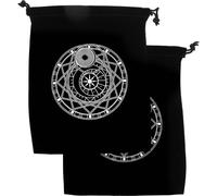 FRCOLOR 2pcs Pochettes de Tarot en Flanellette Noire Cordon Robuste, Faciles à Ouvrir et Fermer, Rangement Chic pour Cartes Tarot et Bonbons, Coffret