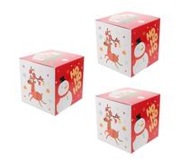FRCOLOR 3 Pièces Boîte Présent de Noël en Papier Rouge pour Friandises, | Petite Boîte Cube, Motif Festif Distinctif, Usage Décoratif et Rangement, pour Veillée et Occasions