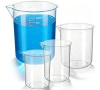 FRCOLOR 4 Pièces Lot de Mini Tasses à Mesurer en Plastique Réutilisables 50ml 250ml 500ml 1000ml pour Ingrédients Secs et Liquides, Faciles à Nettoyer, pour Laboratoire Cuisine
