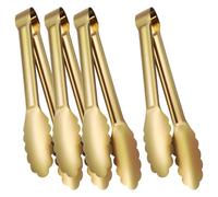 FRCOLOR 4 Pièces Pinces à Grillé en Acier Inoxydable 201 Doré Prise Renforcée et Durabilité Accrue, Ustensiles de Service Élégants pour Buffet Cuisine