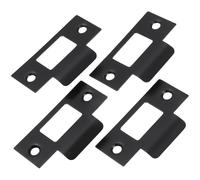 FRCOLOR 4 Pièces Plaque de Renfort de Porte Améliore la Sécurité Résidentielle en Acier Inoxydable Noir, Kit de Rallonge de Gâche Robuste et Solide pour Portes Battantes