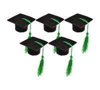 FRCOLOR 5 Pièces Lot de Bouchons Bouteille Vin Doctoral Mini-chapeau de Docteur Vert en Tissu Non Tissé pour Fêtes de Fin D'année et Réunions Conviviales
