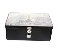 FRCOLOR Boîte à Clés en Métal Blanc Vintage avec Serrure et Clé, Petite Boîte de Rangement Robuste pour Bureau ou Maison, Style Simple et Pratique