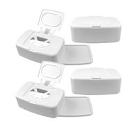FRCOLOR Boîte Distributrice de Lingettes Humides Rechargeable Blanche en Pp Lot de 4 Pièces, Design Simple Conserve Lingettes Fraîches pour Bureau et Chambre à Coucher
