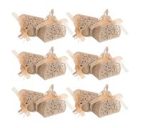 FRCOLOR Boîtes à Dragées Mariage 25 Pcs en Carton Ajouré Pailleté Doré avec Ruban, Coffrets Présents pour Bonbons et Chocolats, Emballage Fête Prénuptiale Saint-valentin Shower