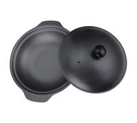 FRCOLOR Cocotte en Fonte Noire avec Couvercle, Marmite à Soupe en Fer, Ustensiles de Cuisine Antiadhésifs, Poignées Doubles, Adaptée pour Ragoût et Cuisson Riz
