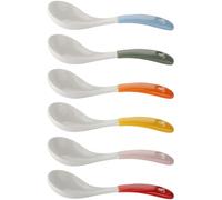 FRCOLOR Cuillères à Soupe Ensemble de 6 en Céramique et Poignée Confortable Manche Court, Design Multi-usage Maison Restauration