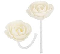 FRCOLOR Diffuseur De Parfum Floral Lot De 2 Bâtonnets avec Fleurs Artificielles Camélia Et Mèche en Coton Beige 5.71In pour Maison Bureau Décoration Aromathérapie