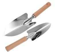 FRCOLOR Kit 2pcs Pelle à Planter en Acier Inoxydable Manche en Bois Léger pour Jardinage et Nettoyage Sol Cour et Plantes