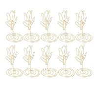 FRCOLOR Lot de 10 Pinces à Marque-Place en Métal Or Forme Fleur Tulipe, Support Stable et Compact pour Décoration de Mariage ou Table de Dîner