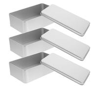 FRCOLOR Lot de 3 Boîtes à Biscuits en Métal Argenté Couvercle, Finition Soignée, Multi-usage, pour Atelier de Stockage ou Fête, Design Délicat et Pratique