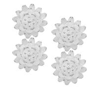 FRCOLOR Lot de 4 Breloques en Alliage de Zinc de Fleur de Lotus Argentée, Incrustations Décoratives pour Service à Thé, Accessoires DIY pour Tasses à Thé en Céramique, Décoration