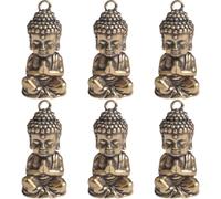 FRCOLOR Lot de 6 Breloques Pendentif Bouddha Rétro en Laiton Doré, Base Plate Antichute, Décoration Créative pour Salon ou Porte-clés