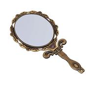 FRCOLOR Miroir à main vintage rétro avec poignée en relief Motif fleur antique Voyage Miroir cosmétique pliable à main Miroir de table (Bronze)