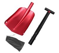 FRCOLOR Pelle à Neige Pliable Détachable pour Voiture Paquet de Transport Rouge, Grattoir à Neige Robuste et Légère, Outil Multifonction pour Camping, Déneigement et Situations d'urgence,