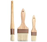 FRCOLOR Pinceau à Badigeonner Manche Bois 3 Pièces, Cuisine et Pâtisserie | Bristles, Forme Ronde, Prise Confortable, Design sans Joint, Usage Cuisson et Gâteau, Outil Barbecue