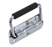 FRCOLOR Poignée métallique pour boîte à outils, poignée de poitrine pliante en fer, poignée de traction repliable, poignée à ressort ergonomique, pour coffre et boîte, argent
