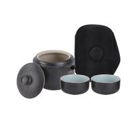 FRCOLOR Service à Thé Portable en Céramique Noire Infuseur et Isolation Thermique, Ensemble Kung Fu Compact pour Voyage et Usage Domestique
