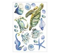 FRCOLOR Sticker Mural Autocollant en Pvc Monde Sous-marin Tortues, Coraux et Algues, Facile à Décoller, Décor pour Chambre Garçon et Filles ou Salle de Bain