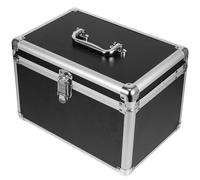 FRCOLOR Trousse à Cosmétiques Rigide Noire Grosse Taille en Métal avec Boucle de Sécurité, Boîte de Maquillage Multifonction pour Rangement Lotions et Crèmes, Organisateur de Maquillage