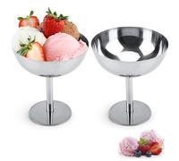 Frdhee Coupes à glace, en acier inoxydable, pour servir des assiettes à dessert, salade, fruits, pudding (grand)