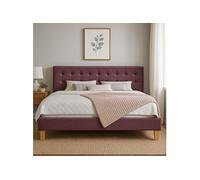 frederic - Solide et Confortable Lit avec Sommier + Tête de Lit Capitonnee Couleur rouge160x200