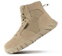 FREE SOLDIER Bottes de Travail pour Hommes Bottes de Travail Tactiques Militaires ultralégères 6 "à Lacets Bottes du désert Respirantes pour la randonnée (Bronzer 42 EU)