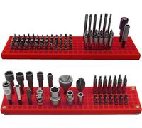 FREE ZONE Organisateur d'Embouts Visseuse 158 Trous, Hex 1/4 Pouce | Rouge; compatible adaptateurs et porte-douilles 1/2, 3/8, 1/4 pouce; anti-chute breveté; outils non inclus