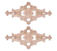 FREEBLOSS 2 Appliques Bois Sculpté Pour Meubles Moulures Décoratives Style Rétro Européen Pour Lit Armoire Commode DIY 19.8x9.7x0.8cm