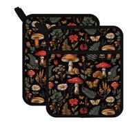 FREEBLOSS 2 manique de Cuisine en Coton à Motif Champignon Résistante à la Chaleur Idéale pour la Cuisson au Four 7.8x9.5cm