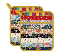 FREEBLOSS 2 Pièces Maniques Motif Rayures Colorées pour Cuisine Coton Manique Résistante À La Chaleur pour Cuisson Et Pâtisserie 7.8x9.5pouces 20x24cm