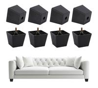 FREEBLOSS 8 Lot de Pieds de Meubles en Plastique Noirs avec Boulons M8 Pieds de Meubles Carrés pour Canapés Lits Tables et Canapés 3x2.2x2.6