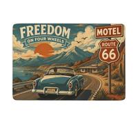 Freedom on Four Wheels Route 66 Tapis 150 x 100 cm, Doux et Antidérapant | Tapis 150 x 100 cm pour une ambiance cocooning, avec entretien facile à la main; pour chambre d'amis et coin lecture